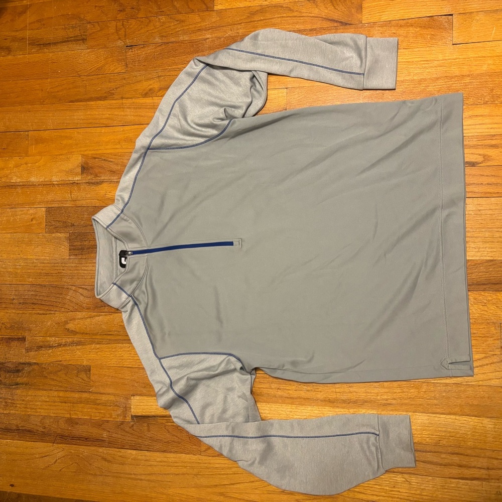 FootJoy Light Gray Quarter-Zip Top with Blue Trim